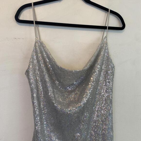 LUCY IN THE SKY silver sequin mini cocktail dress - Picture 3 of 7